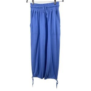 Wrap London Pants Womens US 4 Blue Hemp Organic Cotton Wide Leg Drawstring NWT
